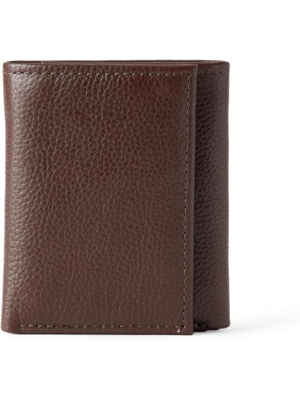 Men's Dark Brown Pebbled Full Grain Leather Trifold Wallet - Stylish & Durable